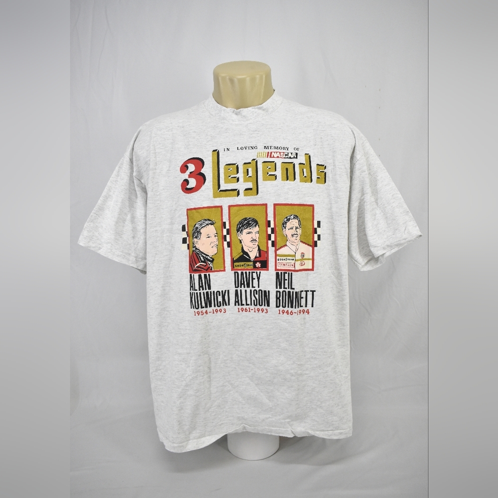 Vintage 90's Printed T-Shirt "In Loving Memory Of 3 Legends",One Size,Gray.